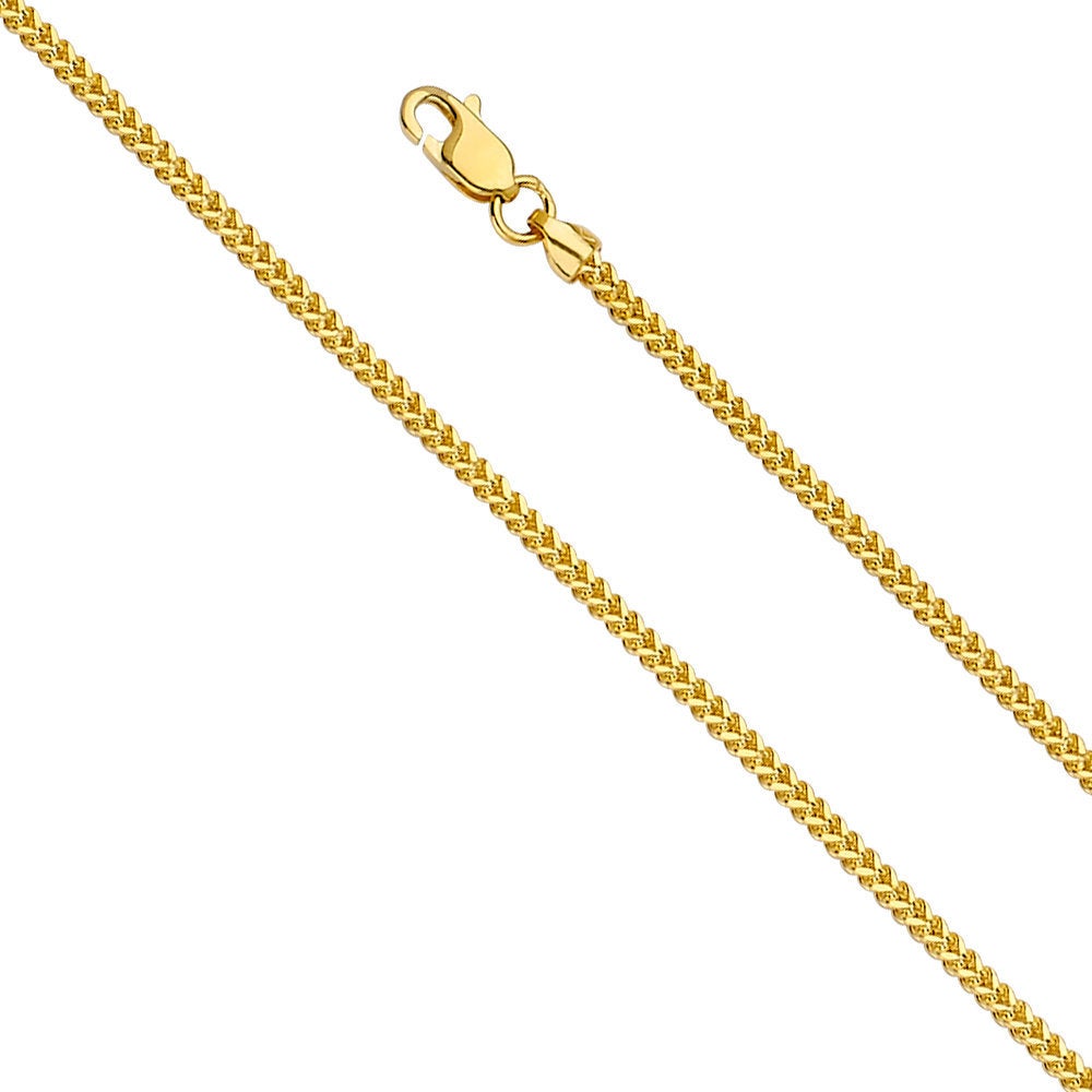 14K Gold Square Franco Chain - 1.6 mm width