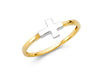 14K Gold Cross Ring • Minimal Sideways Cross Gold Ring • Real 14K Two-Tone Gold Ring • Dainty Cross Ring • Minimalist Design