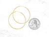 14K Gold BB Diamond-Cut Hoops • 37 mm width • Medium Gold Endless Hoops • Yellow Gold Hoop Earrings • Round Tube Hoops