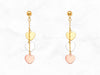 14K Gold Dangling Hearts Earrings • Real Tri-Color Gold Dangle Earrings • 14K Gold Earrings for Her • Hanging Hearts Earrings
