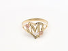 10K Gold Flower Heart Initial Ring • A-Z • Yellow Rose Gold Letter Ring • Alphabet Ring • Real Gold Initial Ring •