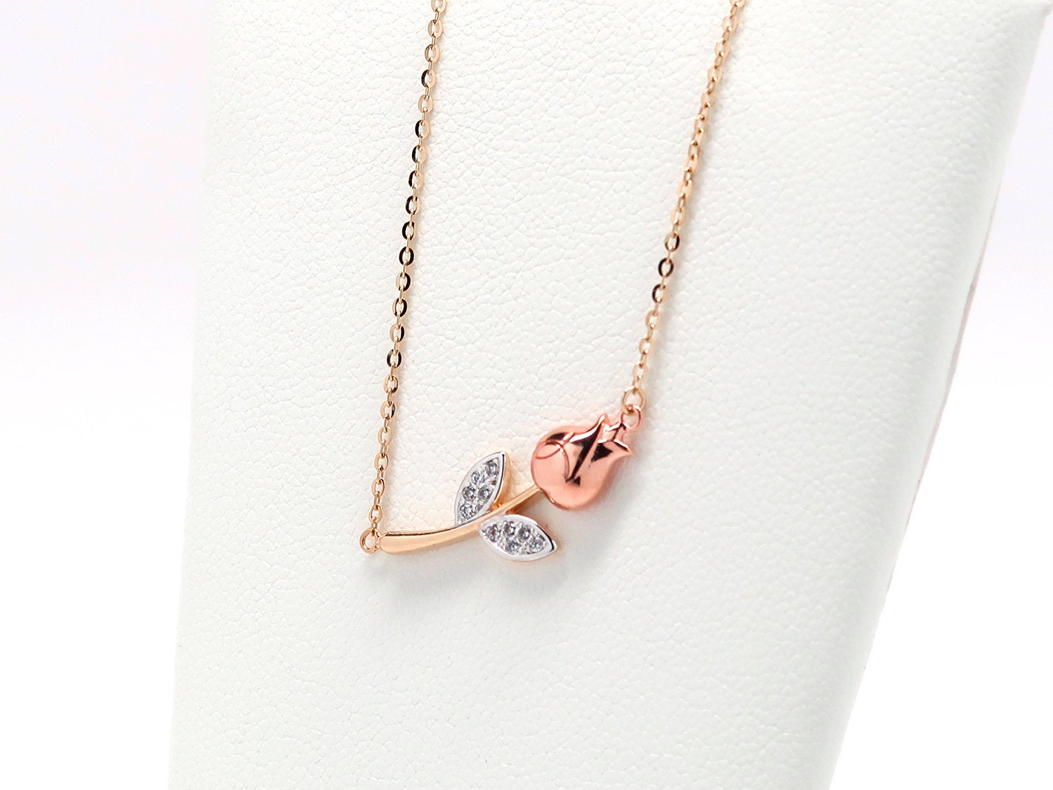 14K Gold Dainty Rose Necklace • Real 14K Tri Gold Necklace • Tri-Color Gold Floating Rose Pendant • Flower Necklace • Valentine’s Gift