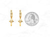 14K Gold Cross Hinged Huggie Hoops • Real Yellow Gold Dangle Huggies • Religious Huggie Hoop CZ Stone Earrings • Hanging Cross Drop Hoops