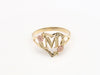 10K Flower Heart Initial Necklace and Ring Set