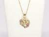 14K Flower Heart Initial Necklace • Gold Letter A-Z Charm Necklace Set • Real Yellow Rose Gold Alphabet •